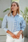 Blue striped shirt with snap fasteners 1