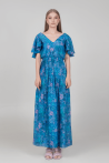 robe longue à imprimés dotée d'un délicat décolleté en V devant et au dos 1