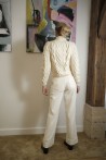 Large and high waist pants produced in white corduroy 5