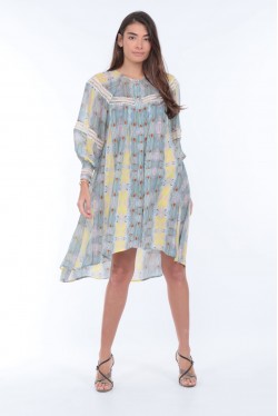 silk dress with prints that are coming from a painting 4