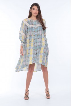 silk dress with prints that are coming from a painting 4
