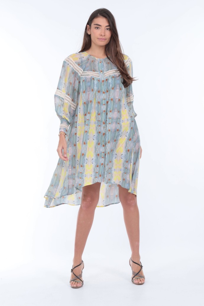 silk dress with prints that are coming from a painting 4