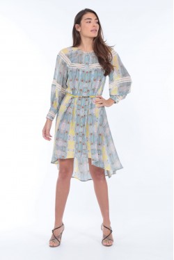 silk dress with prints that are coming from a painting 5