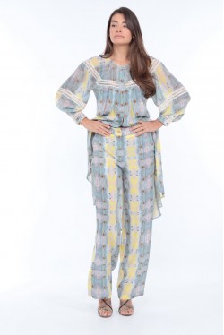 silk dress with prints that are coming from a painting 3