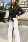 White high waisted pants with golden buttons 4