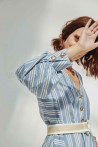 Long dress produced in blue with white stripes 3