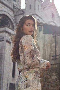 high waist and straight cut pants with prints coming from a painting 2