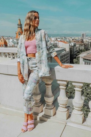 Cotton jacket with abstract pattern coming from a painting