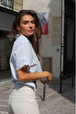 Short sleeves shirt with stripes and lace 3