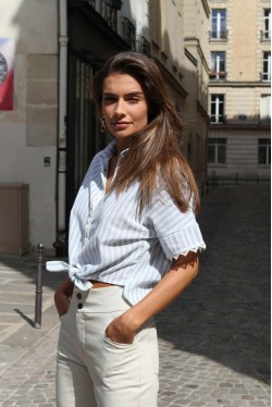 Short sleeves shirt with stripes and lace 2