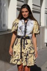 yellow, white and black dress