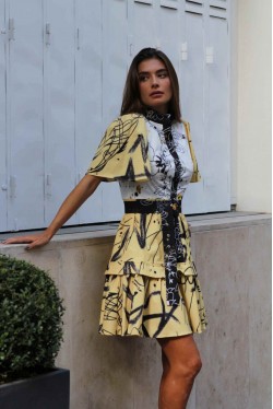 yellow, white and black dress 2