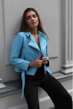 perfecto jacket produced in blue leather 2