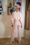 large and high waits pants produced in light pink corduroy 2
