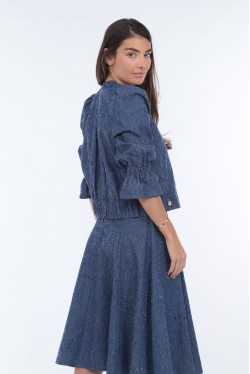 veste bleue aux manches 3/4 élastiquées 4