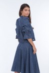 veste bleue aux manches 3/4 élastiquées 4