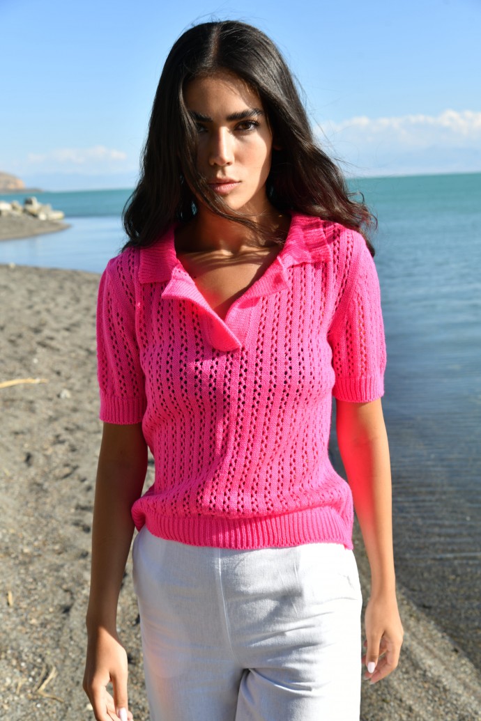 polo tricoté rose 1 polo tricoté rose 1