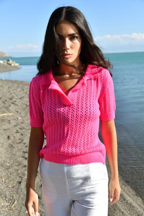 pink knitted polo 1