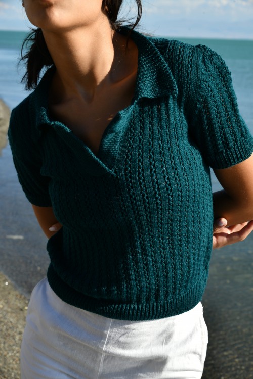 green knitted polo 1