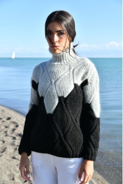 grey and black embroidered check jumper 2