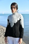 grey and black embroidered check jumper 2