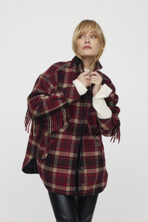 Check print coat sleeves