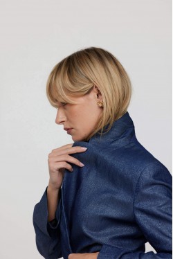 blazer bleu nuit pailleté col