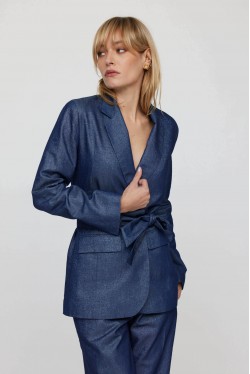 midnight blue sequined blazer front 1