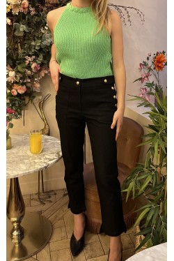 pantalon taille haute avec boutons dorés sur les côtés 6