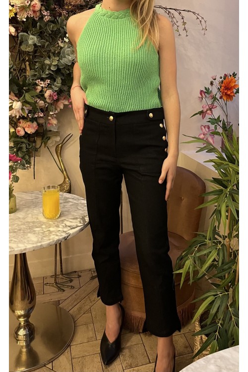 high waisted pants with golden buttons 6