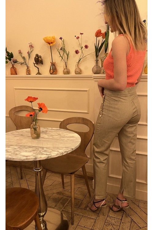 high waisted pants with golden buttons 13