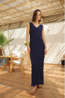 robe tricotée bleu marine 2