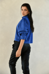 chemise en cuir boutons pression bleu 3