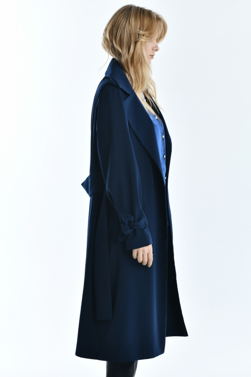 pleated trench-coat dark blue 3
