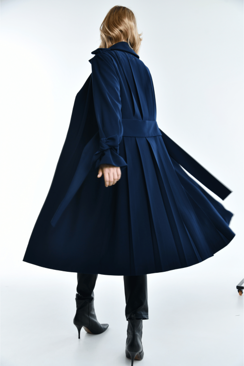 pleated trench-coat dark blue 1