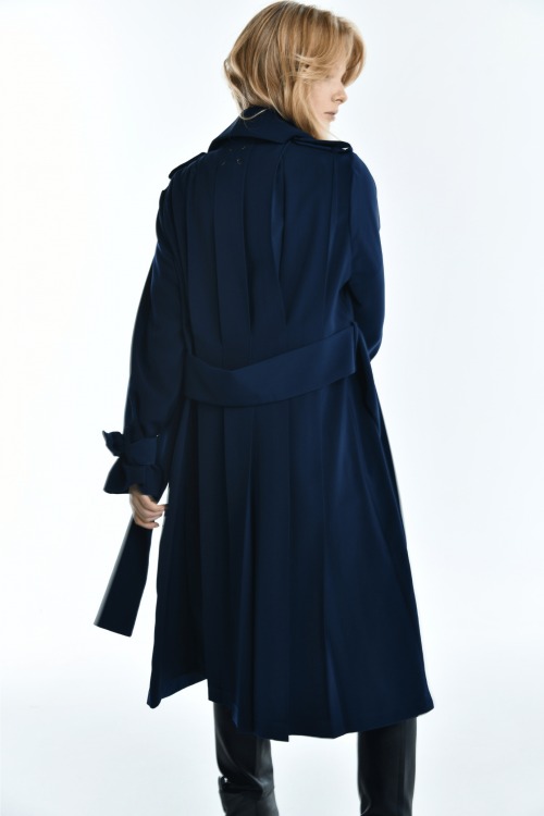 pleated trench-coat dark blue 5
