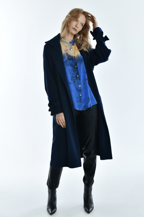 pleated trench-coat dark blue 6