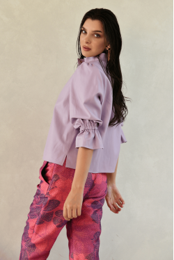 purple leather shirt snap button 2