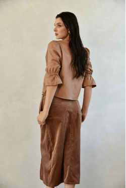 chemise en cuir boutons pression marron 3 chemise en cuir boutons pression marron 3