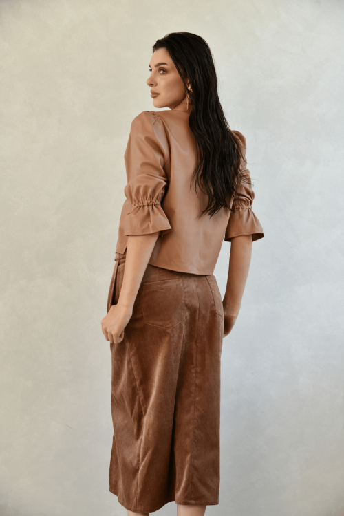 brown leather shirt snap buttons 3