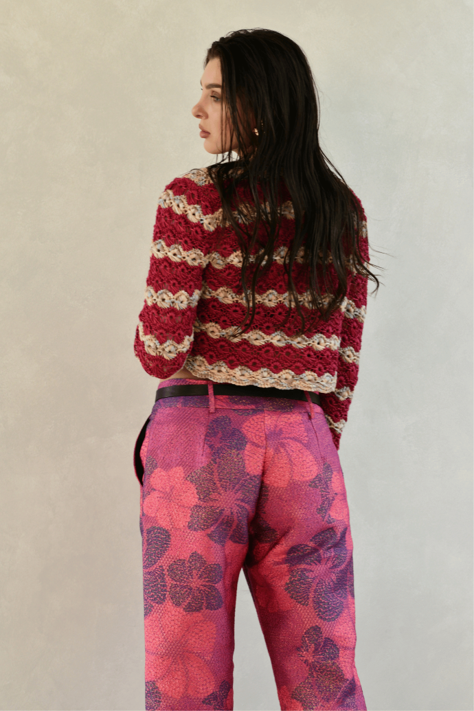 Patricia® | Cherry Jacquard Tie-up Cardigan