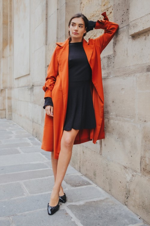 Pleated trench-coat Terracotta 1