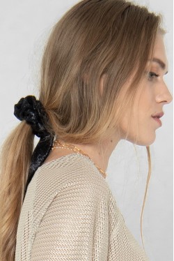 Chouchou imprimé foulard avec nœud pour cheveux signé Koshka Paris