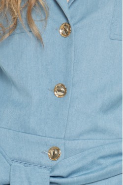 Combi-pantalon en jean à ceinture créé par la marque de mode parisienne Koshka Paris